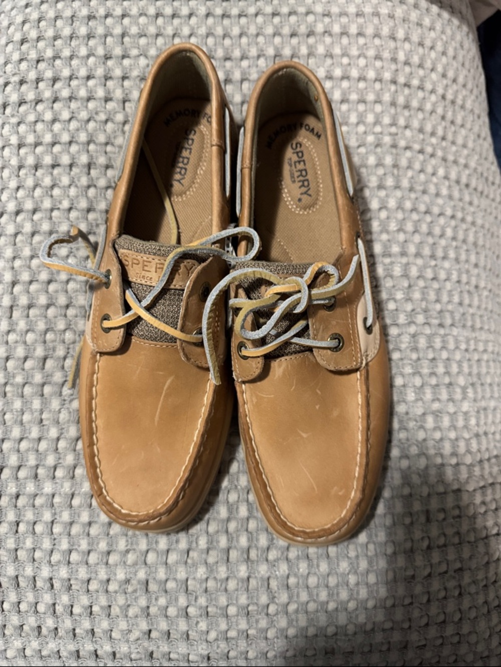 Sperry Tan & Cream Leather Men’s Boat Shoes